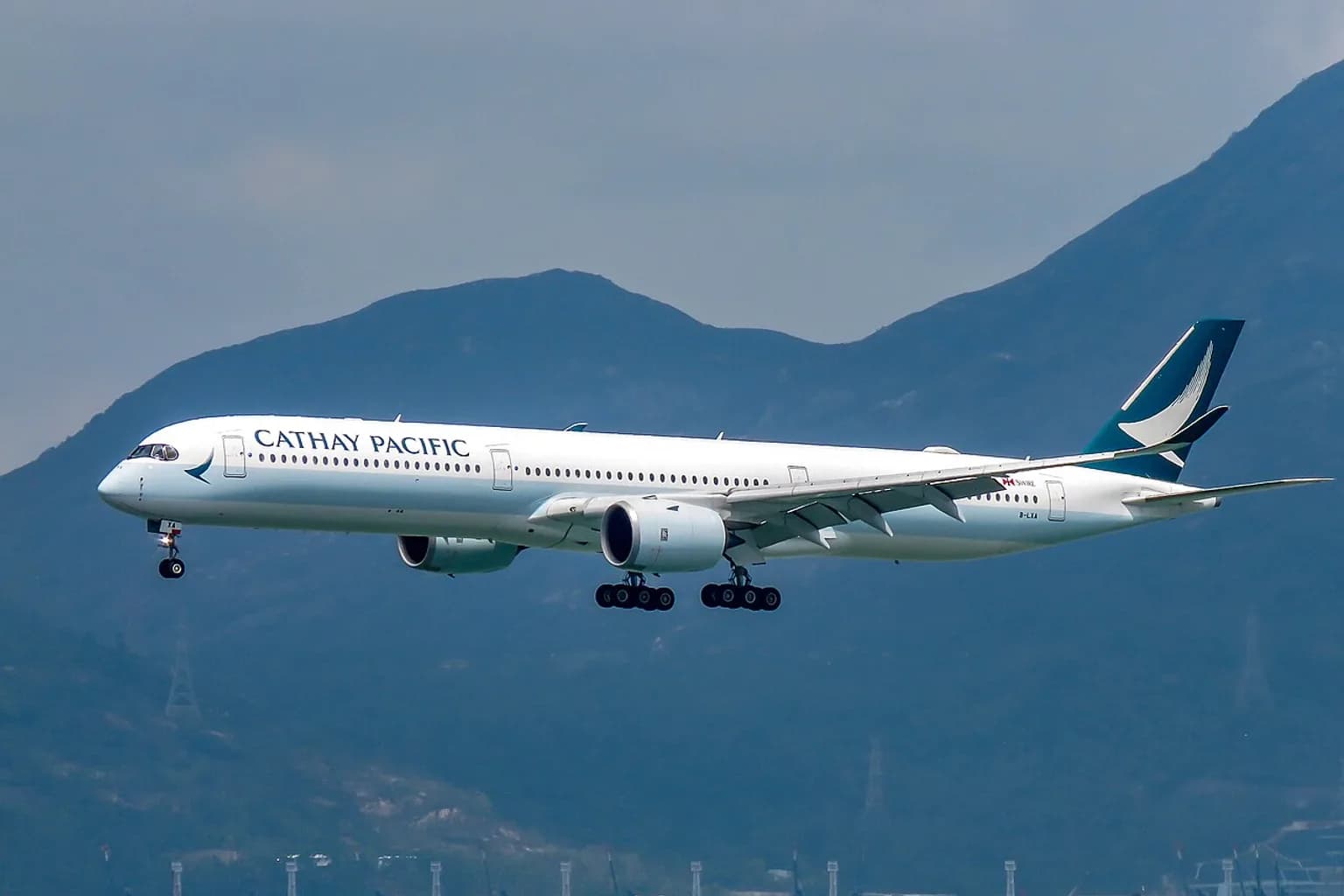 A Cathay Pacific aircraft on the tarmac