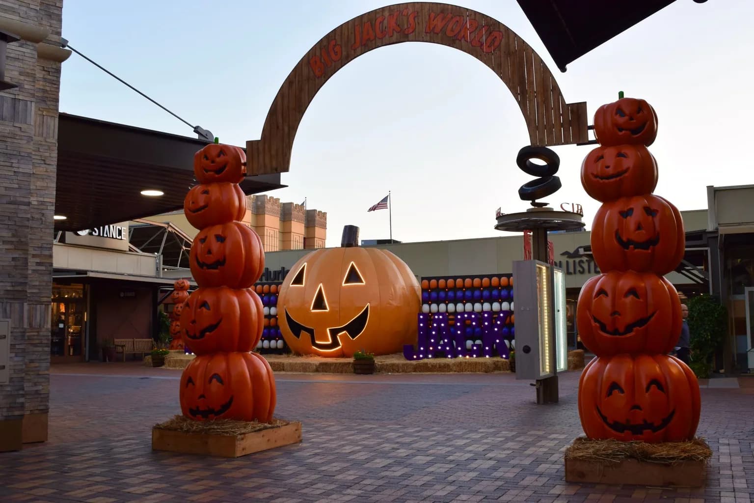 Exterior of a Spirit Halloween pop-up store inside a shopping mall