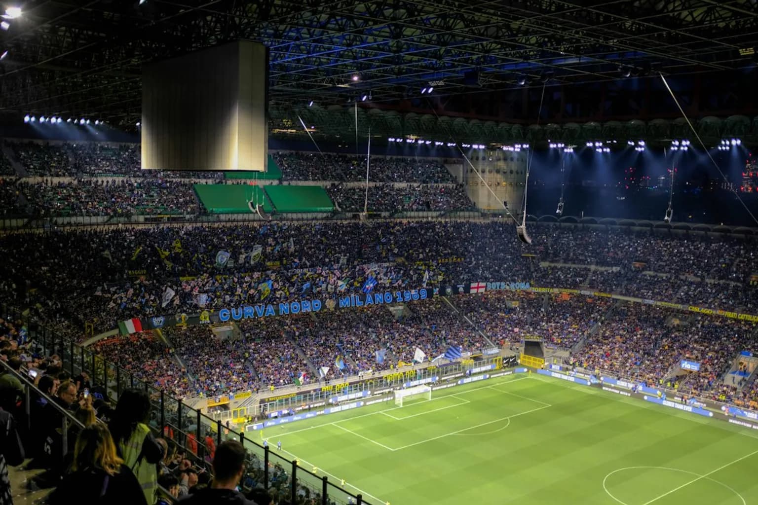 San Siro stadium in Milan, home of AC Milan and Inter Milan, viewed from outside