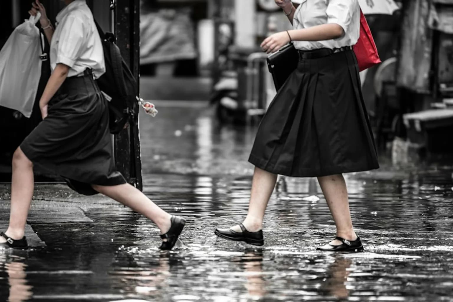 Floodwater submerging a major road in Bangkok during severe inundation