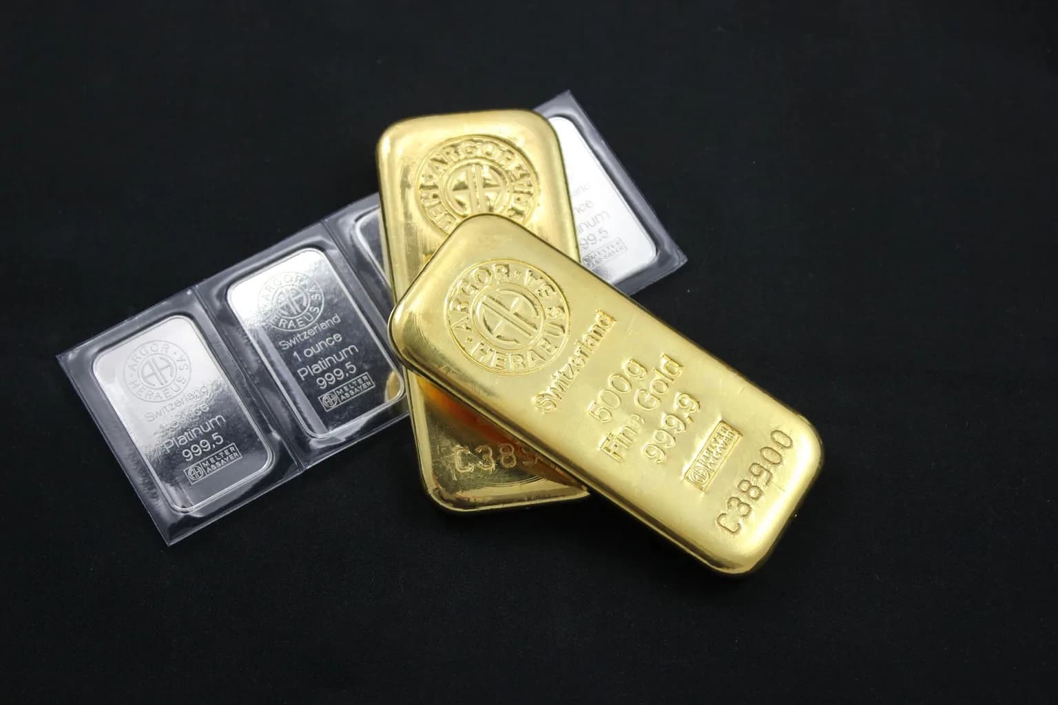 Rows of gold bars at a refinery