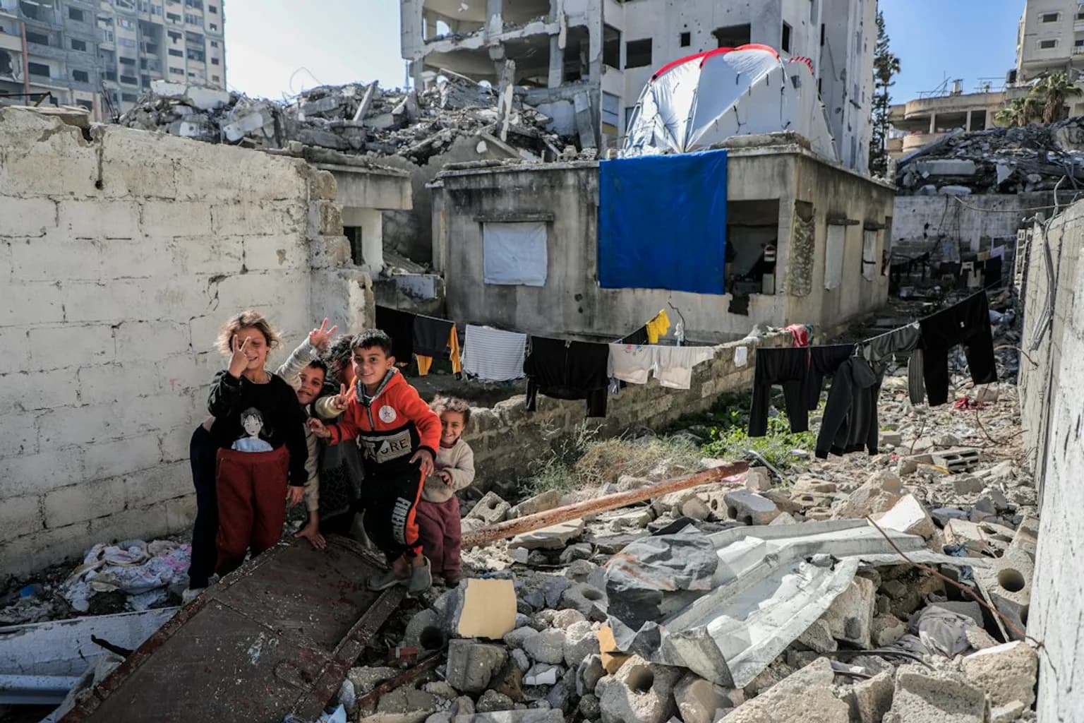 Destroyed buildings and rubble in Gaza following military operations