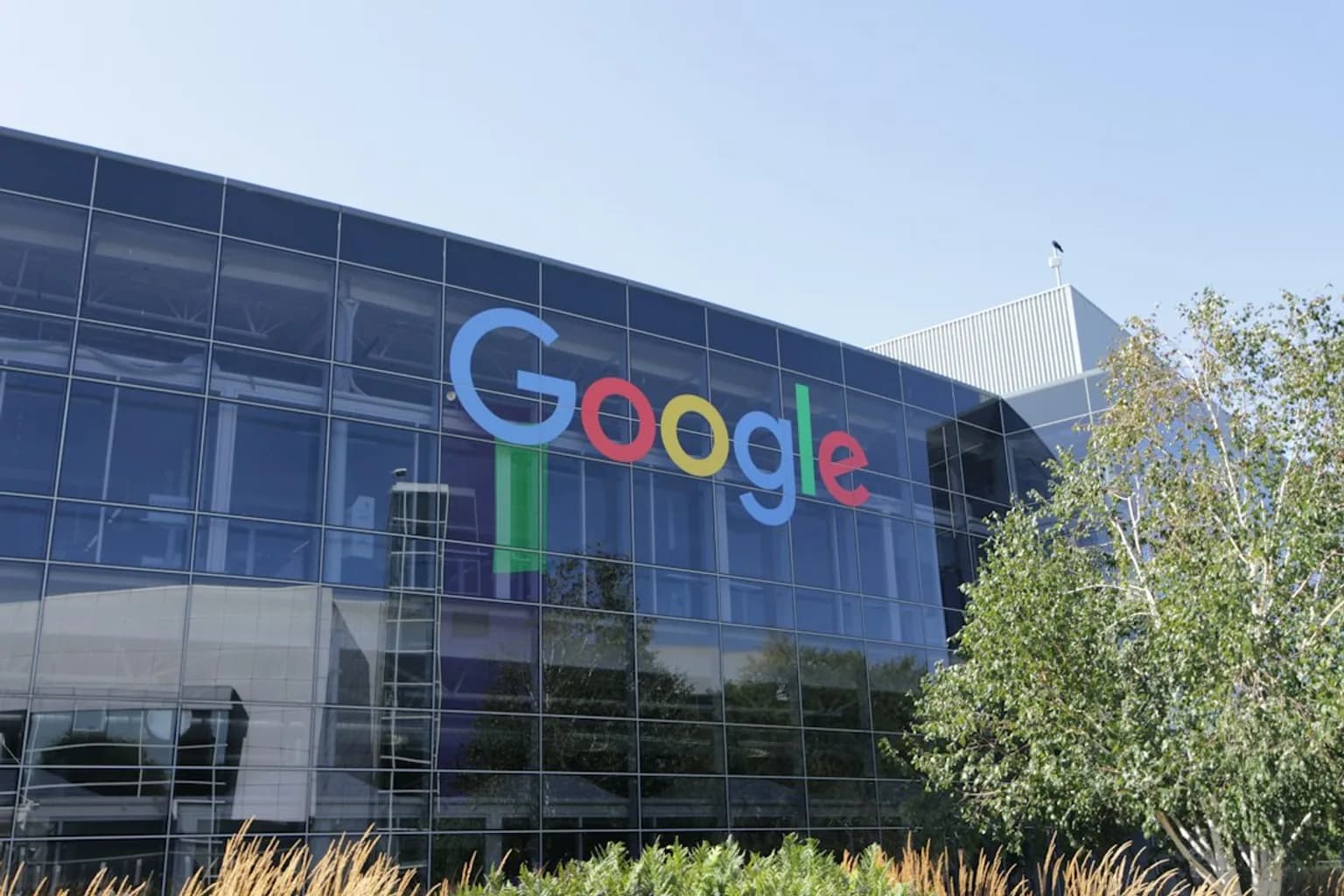 Google's main campus headquarters building in Mountain View, California