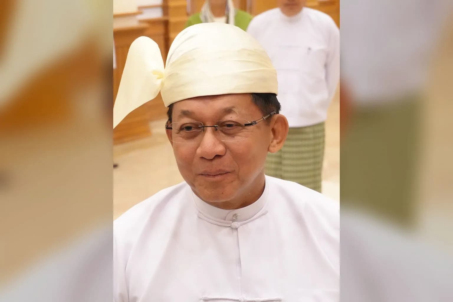 Myanmar coup leader Min Aung Hlaing in military uniform at an official event