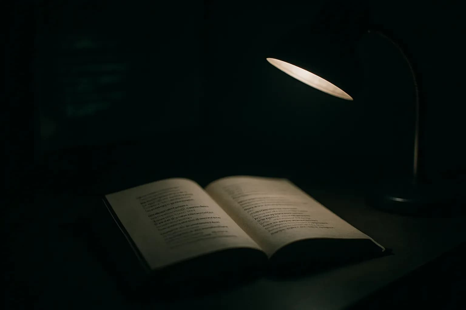 A poetry manuscript on a desk with faint computer code reflected on glass nearby, symbolising hidden malware instructions concealed in verse.