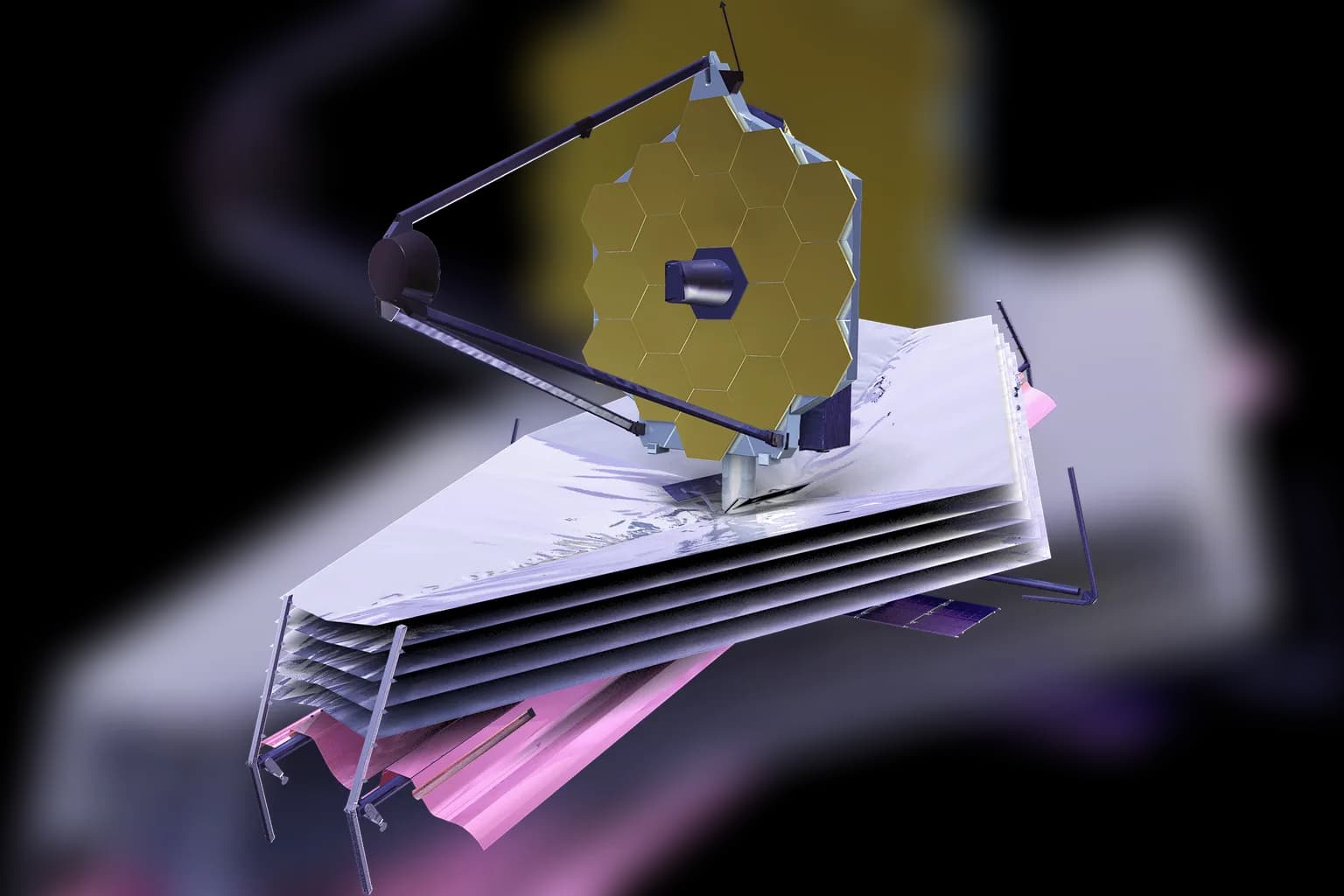 The James Webb Space Telescope against a starfield background