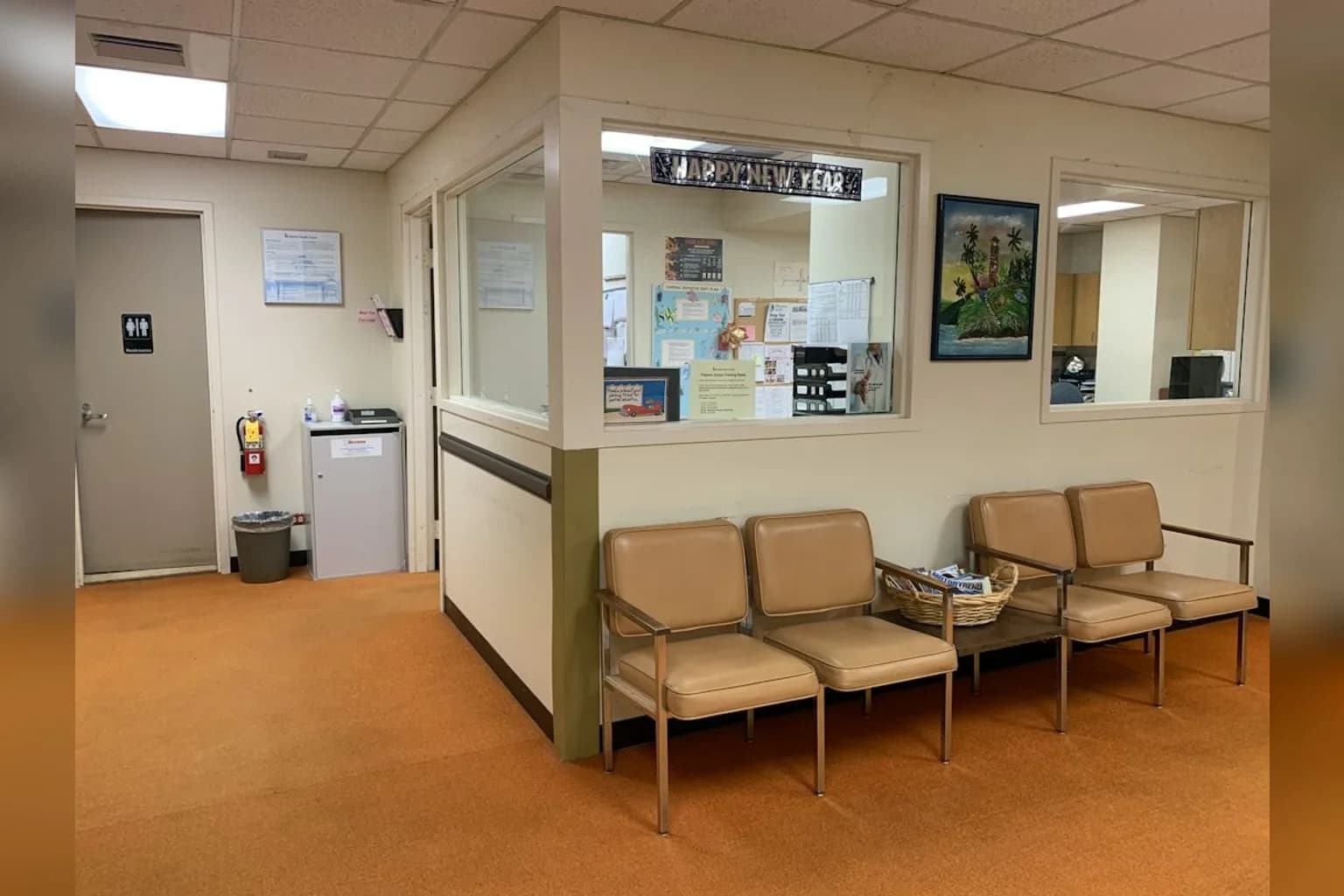 A waiting area in an NHS children's health clinic in England