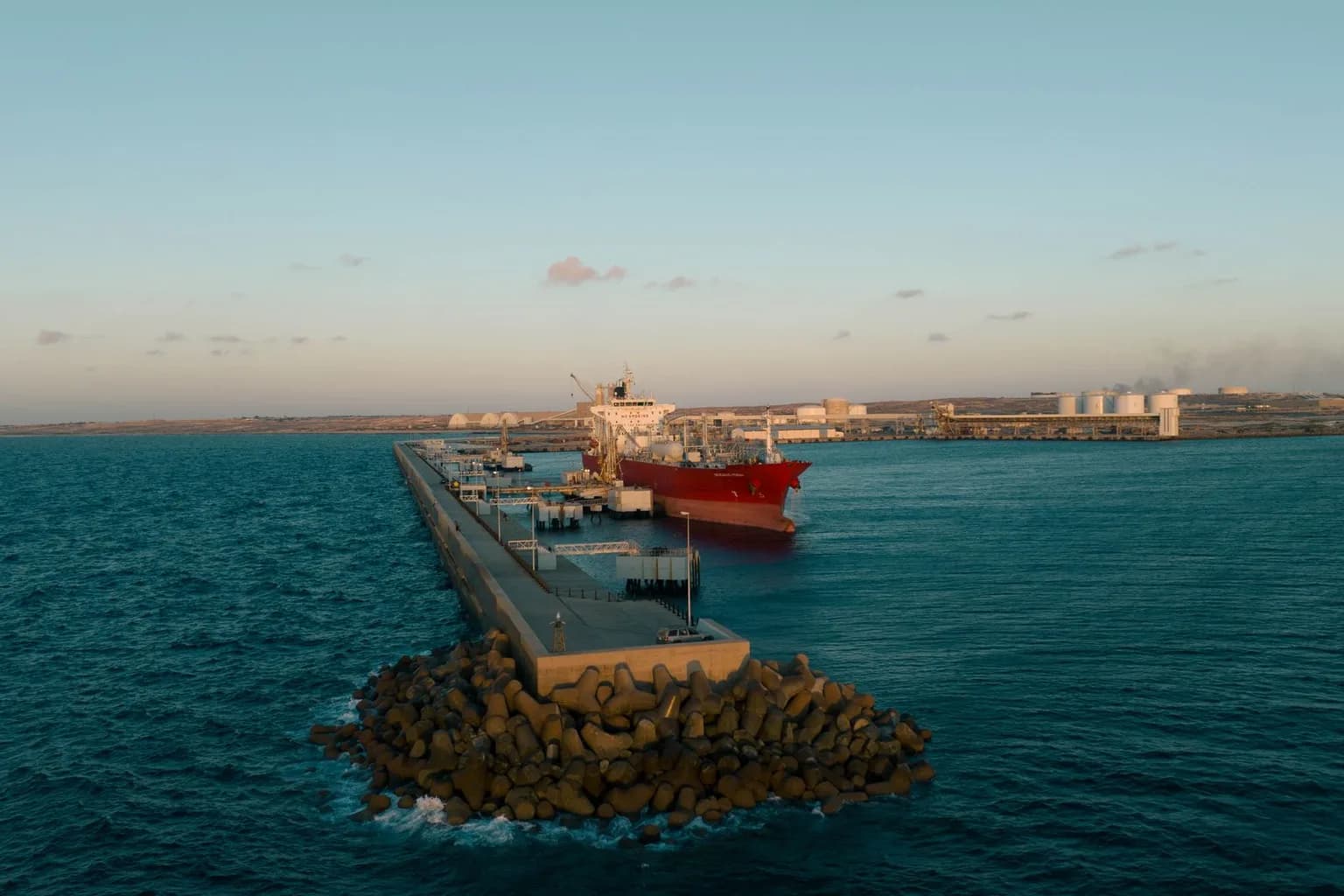 Aerial view of the Baniyas oil terminal on the Syrian Mediterranean coast