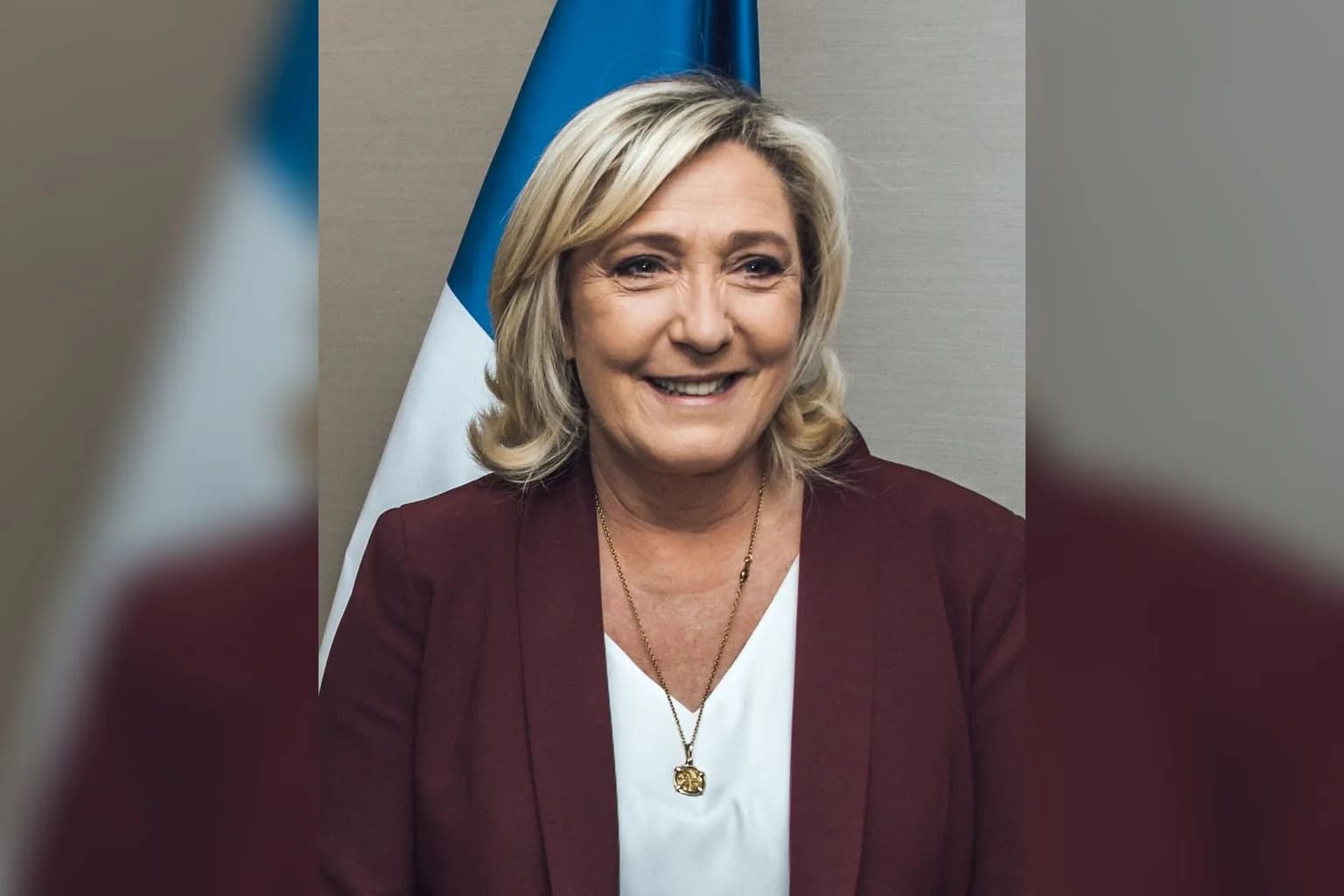 Marine Le Pen speaking at a campaign event
