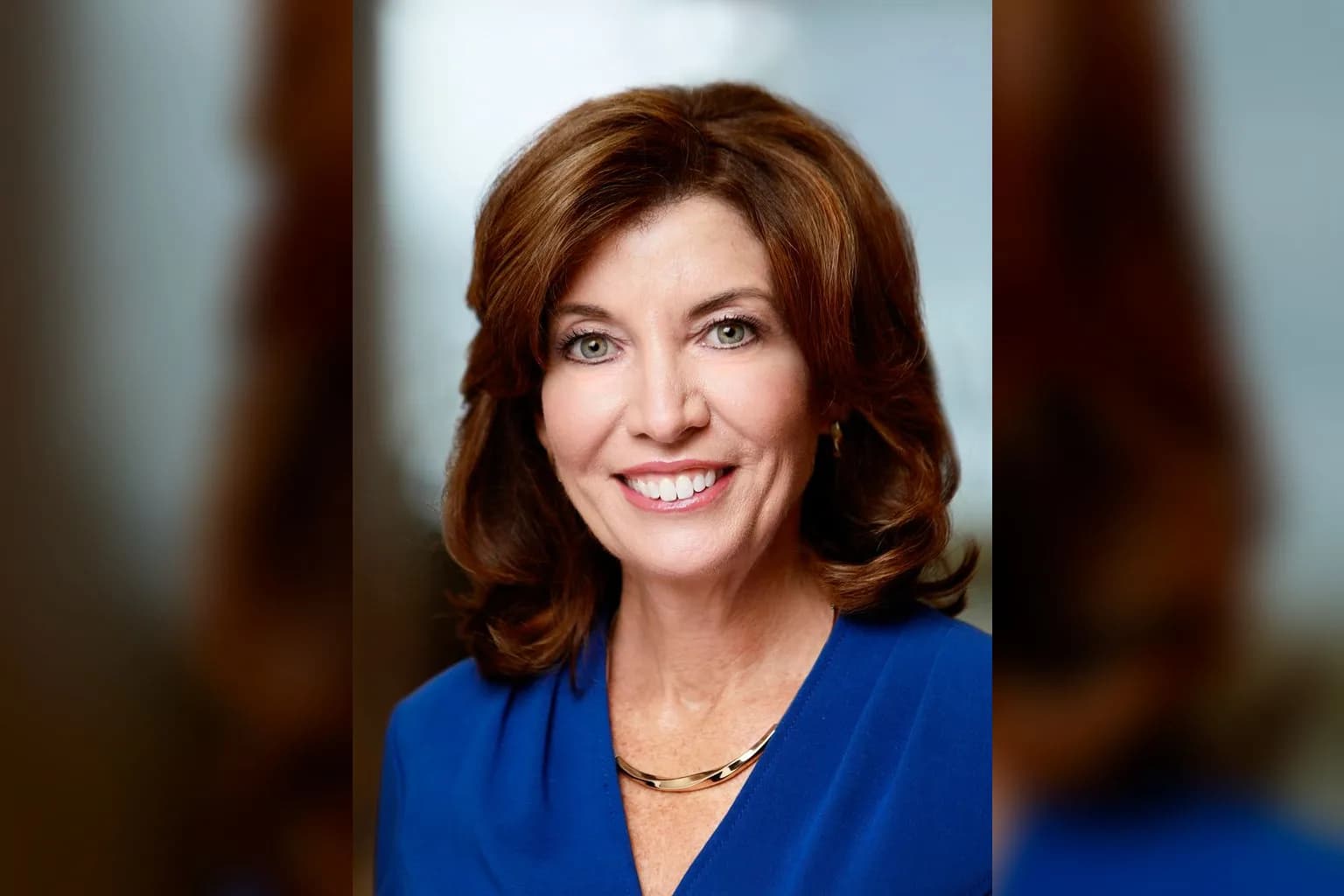 New York Governor Kathy Hochul speaking at a press event