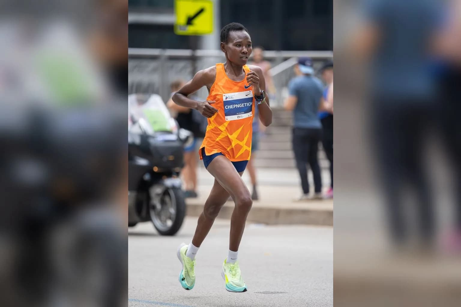 Ruth Chepngetich competing in a marathon race