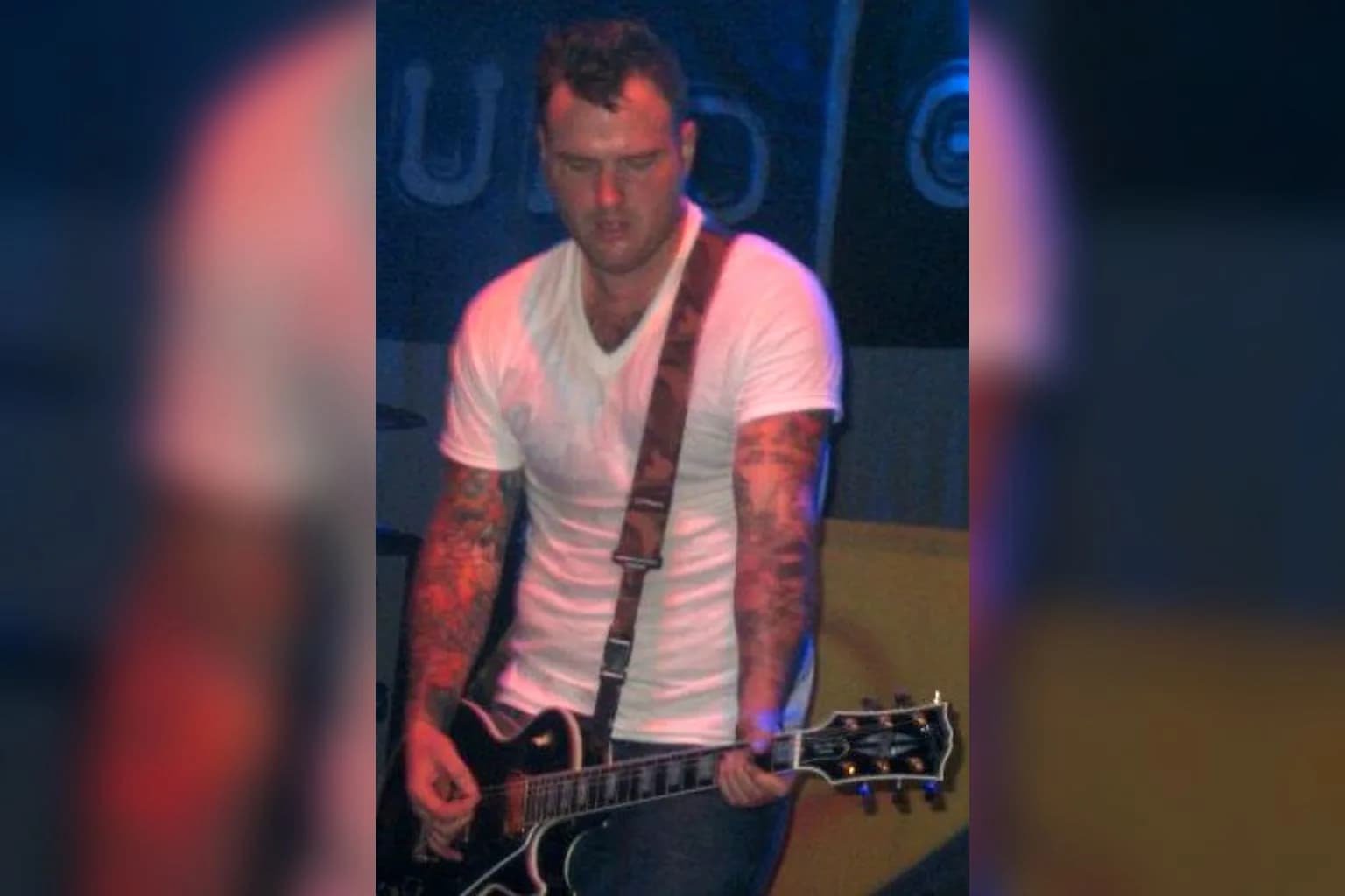 Chad Gilbert, guitarist and founding member of New Found Glory, performing live