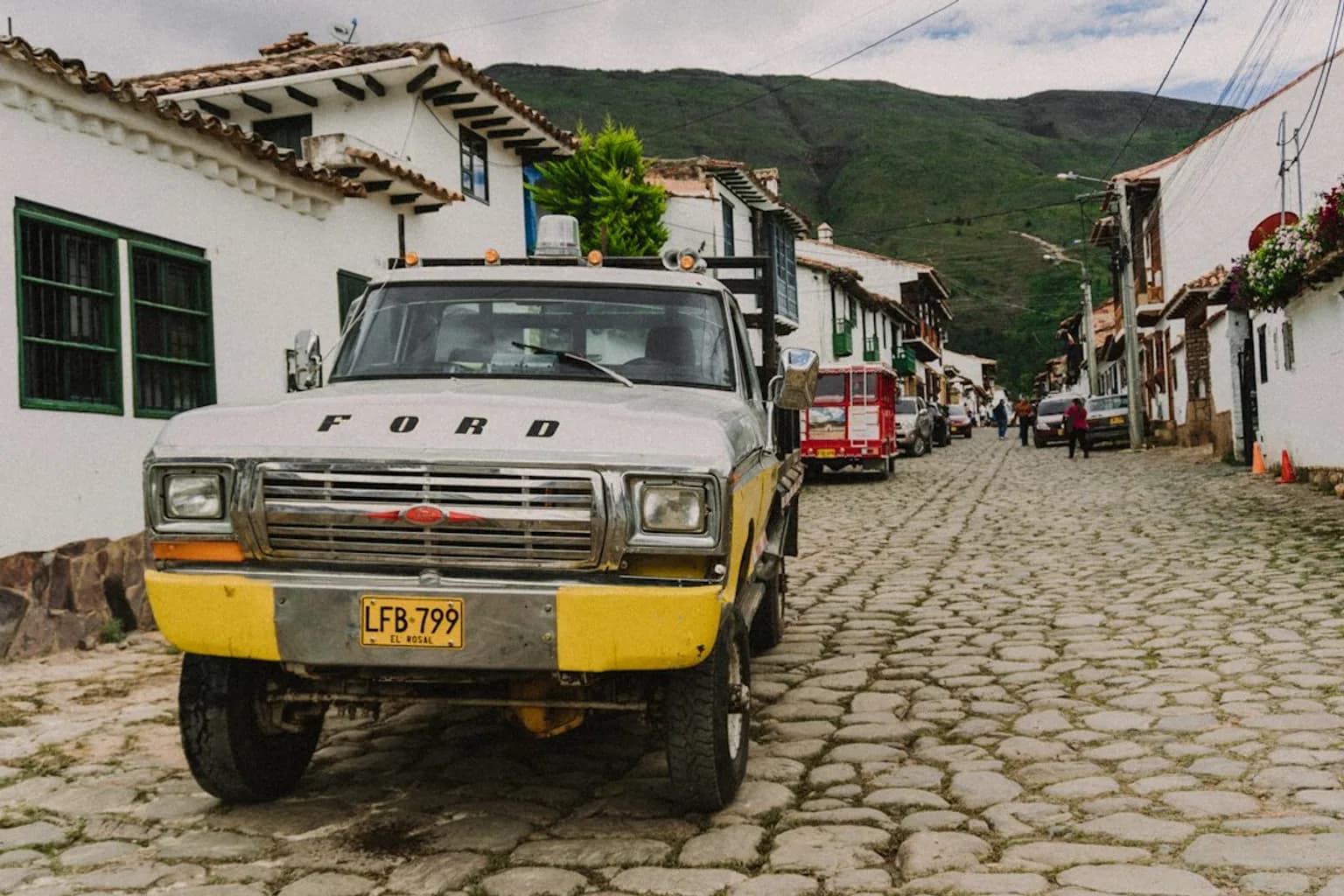Smoke rising from a wildfire burning on hills near Villa de Leyva, Colombia