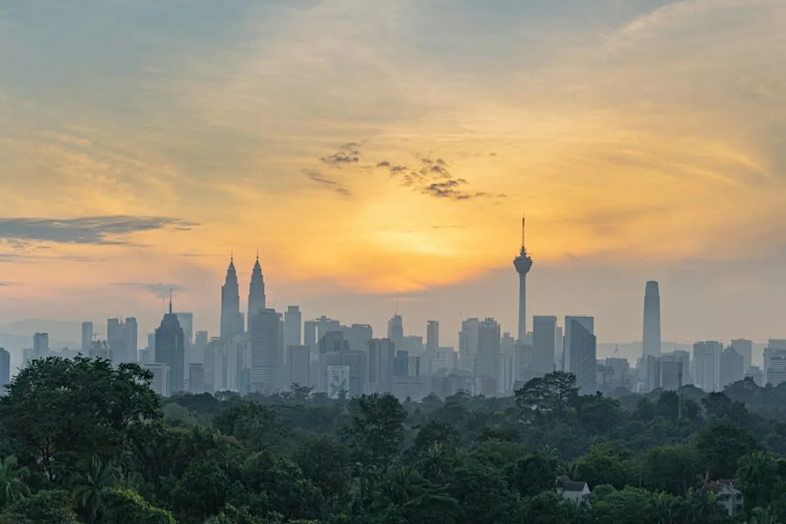 Kuala Lumpur skyline obscured by thick haze from Indonesian wildfires