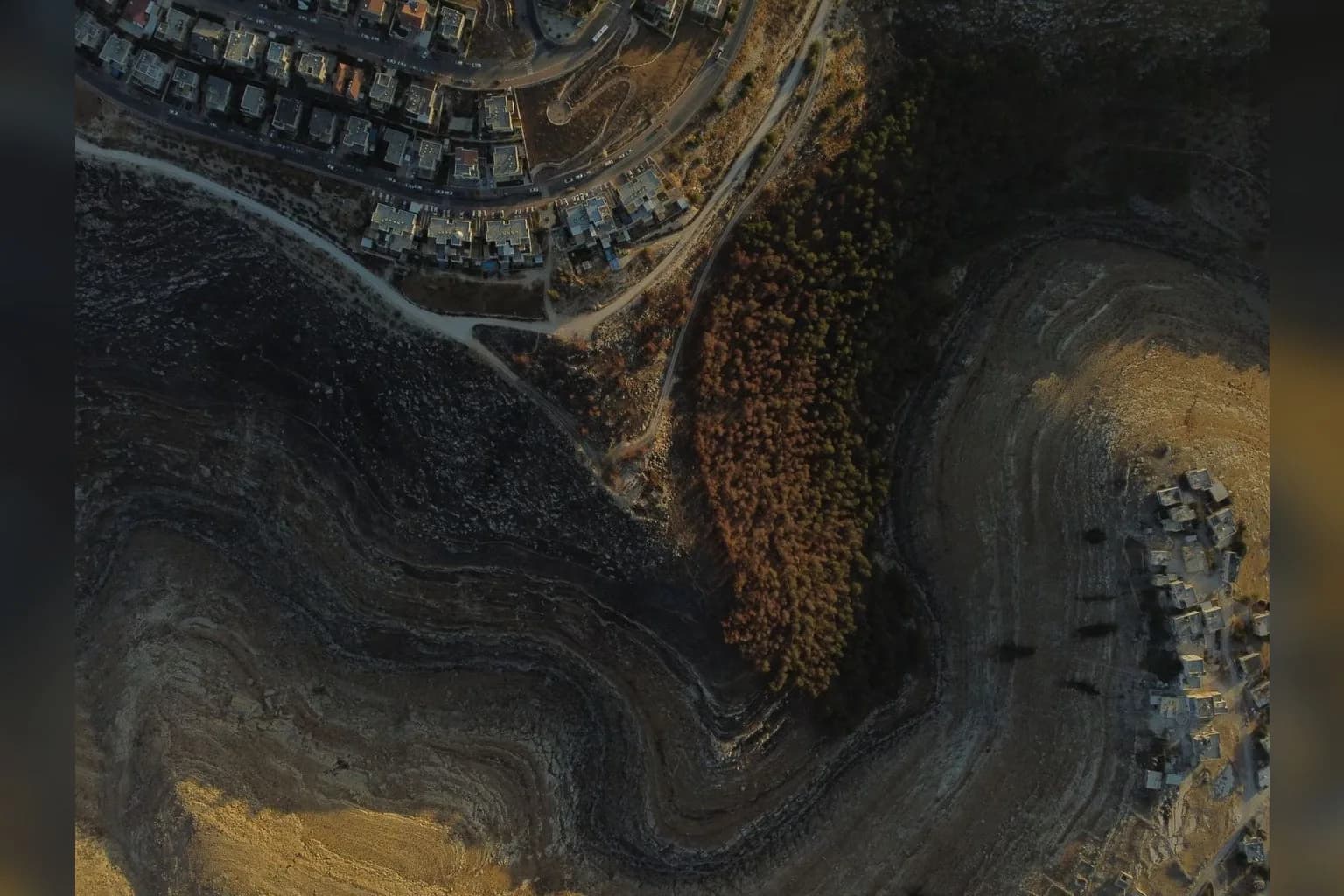 View of an Israeli settlement in the occupied West Bank hillside