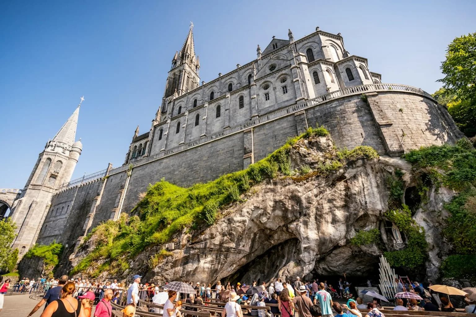 Pope Leo XIV at the Sanctuary of Our Lady of Lourdes during his visit to France
