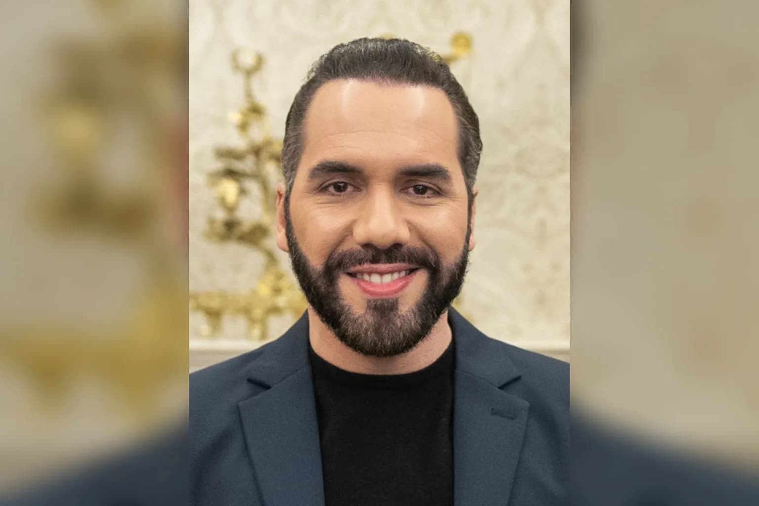 Salvadoran President Nayib Bukele speaking at a public event
