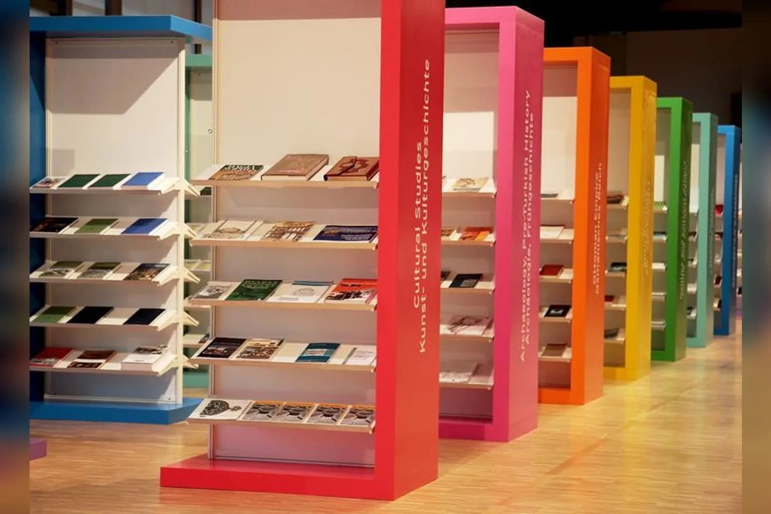 Visitors browse publisher stands at the Frankfurt Book Fair