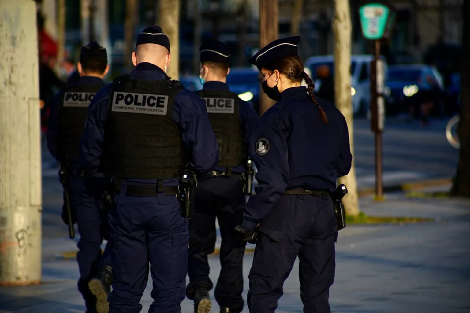 French police officers at a security cordon in central Paris