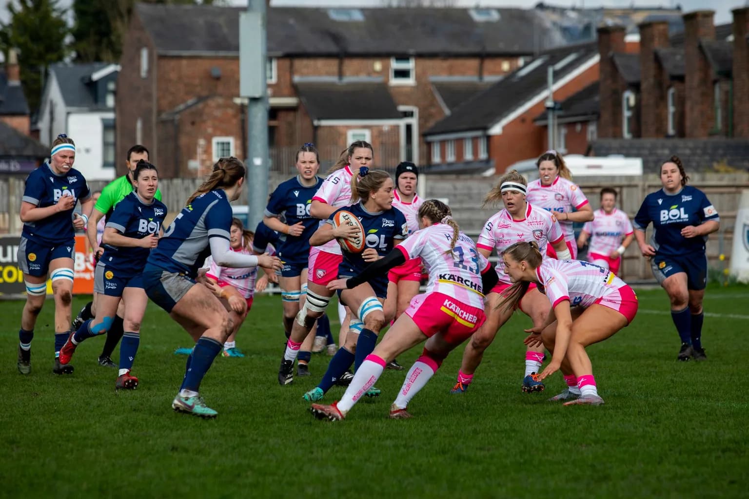 England and Canada players contest a lineout during the WXV Global Series match at Sandy Park, Exeter