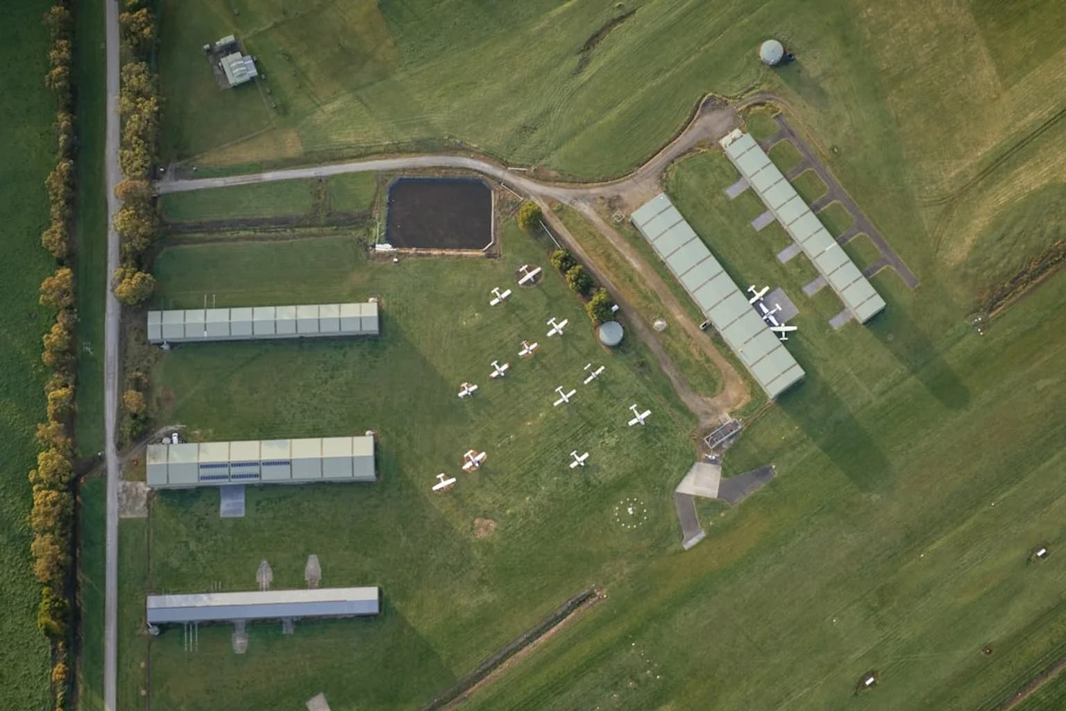 Aerial view of RAF Fairford air base in Gloucestershire, England