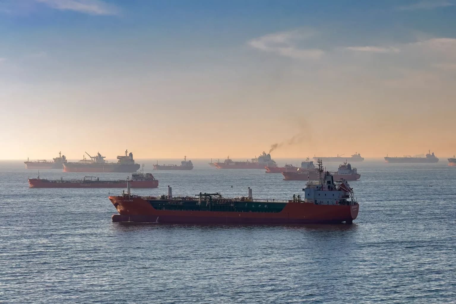 An oil tanker passing through the Strait of Hormuz