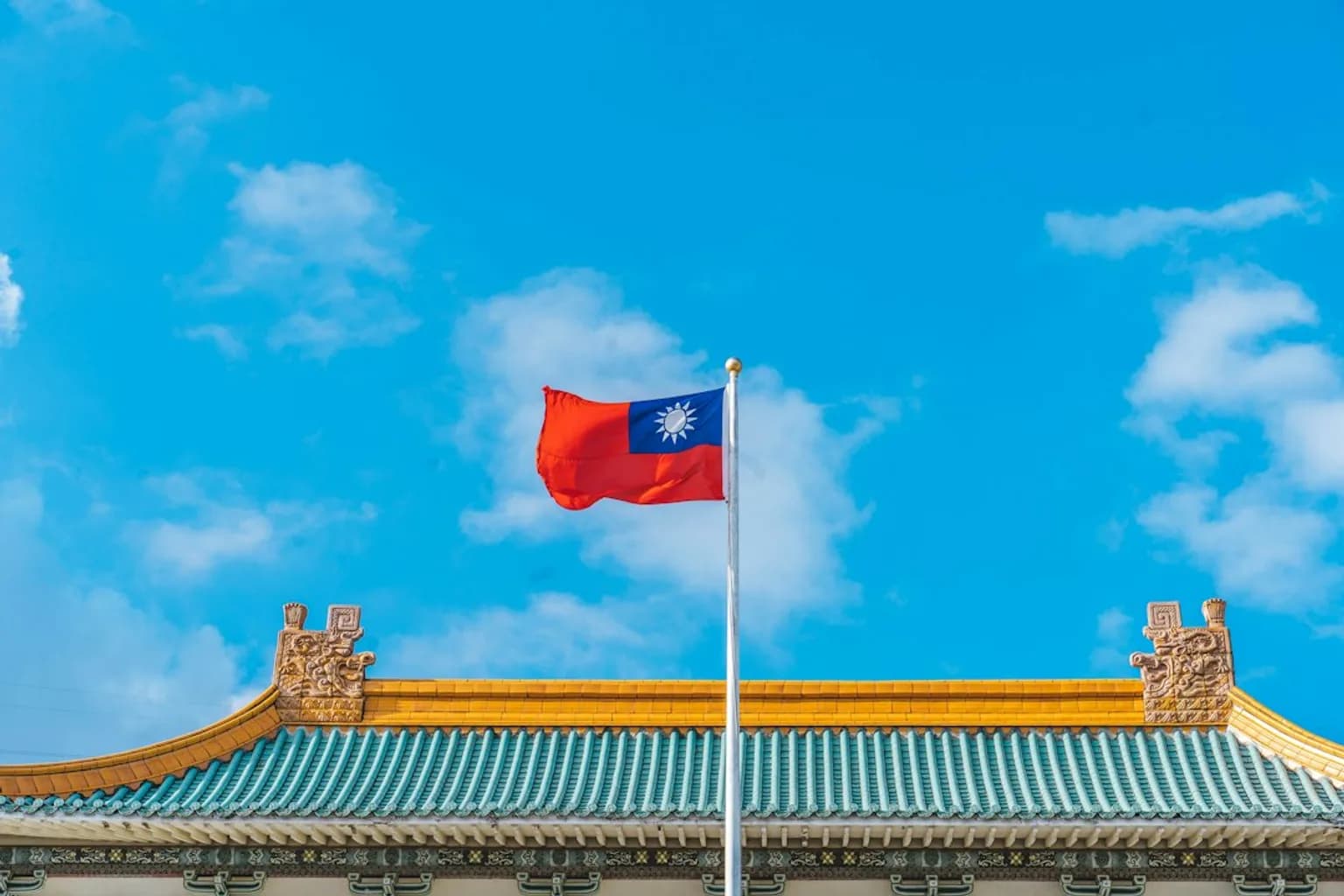President Lai Ching-te speaking at Taiwan's National Day ceremony outside the Presidential Office in Taipei