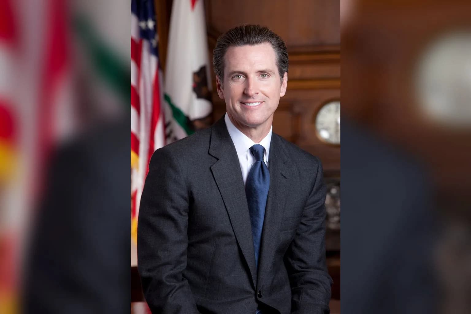California Governor Gavin Newsom speaking at a public event