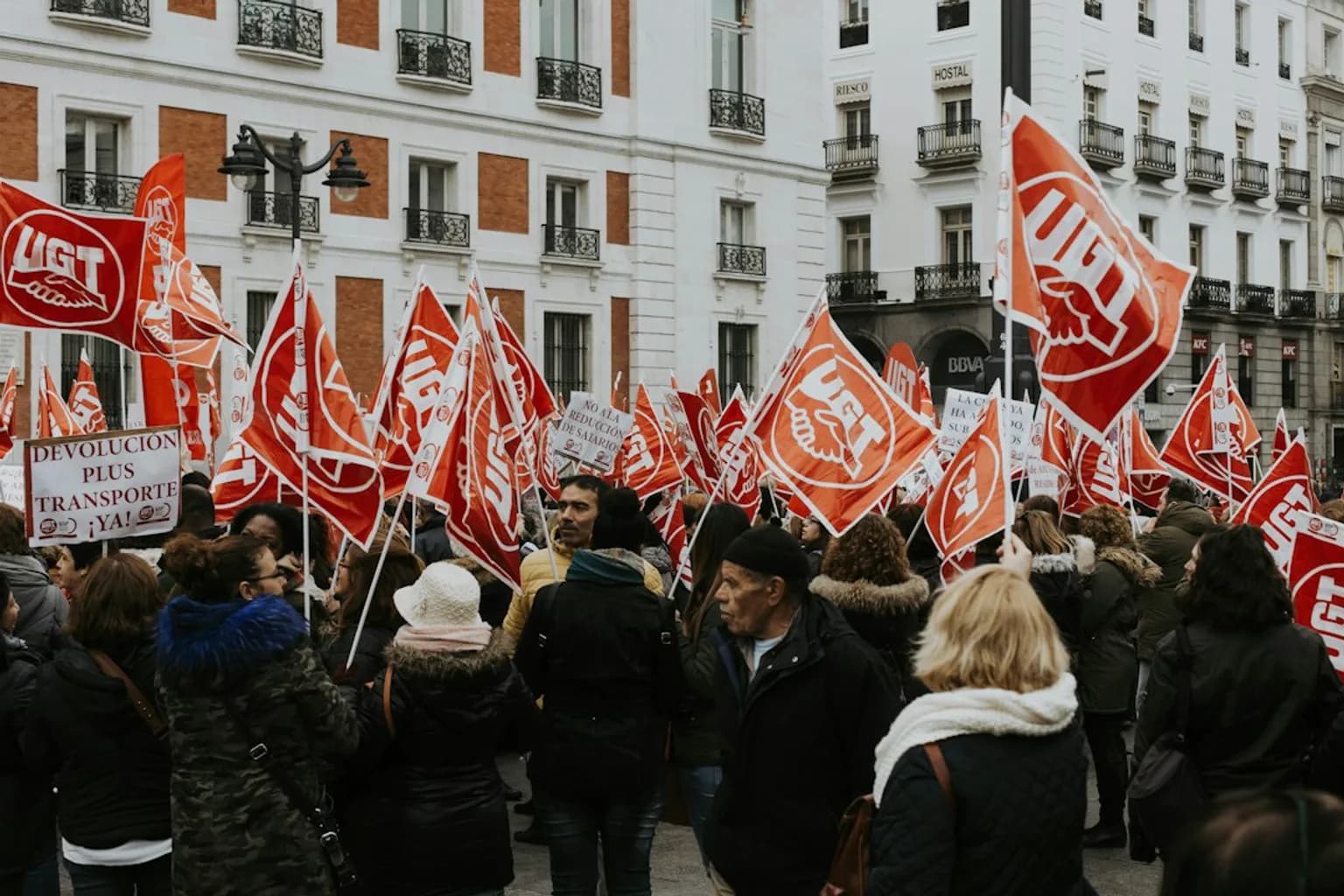 Demonstrators gathered outside Spain's Congress of Deputies in Madrid during the housing decree vote, some rattling keys and striking pots
