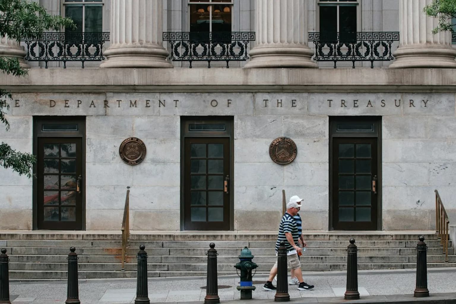 The US Treasury Department building in Washington DC