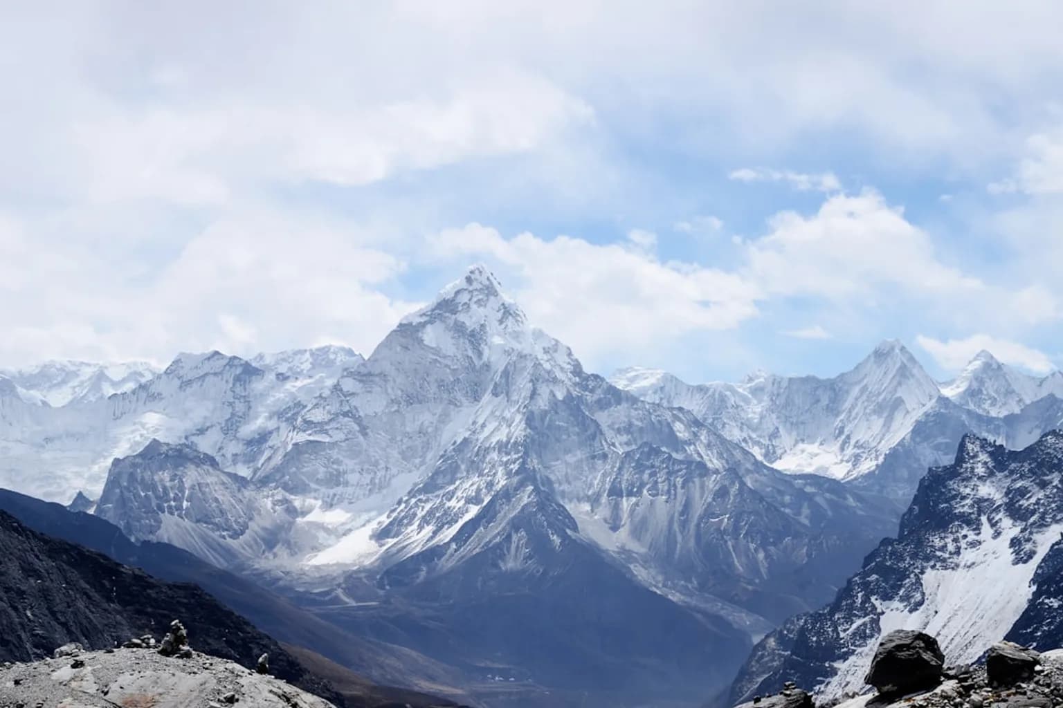 Snow-covered slopes of Himlung Himal in the Manang district of Nepal