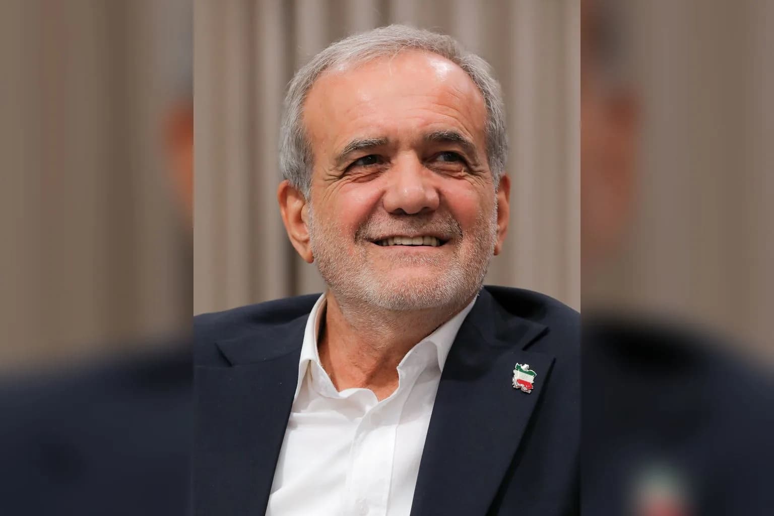 Iranian President Masoud Pezeshkian speaking at the UN General Assembly podium in New York