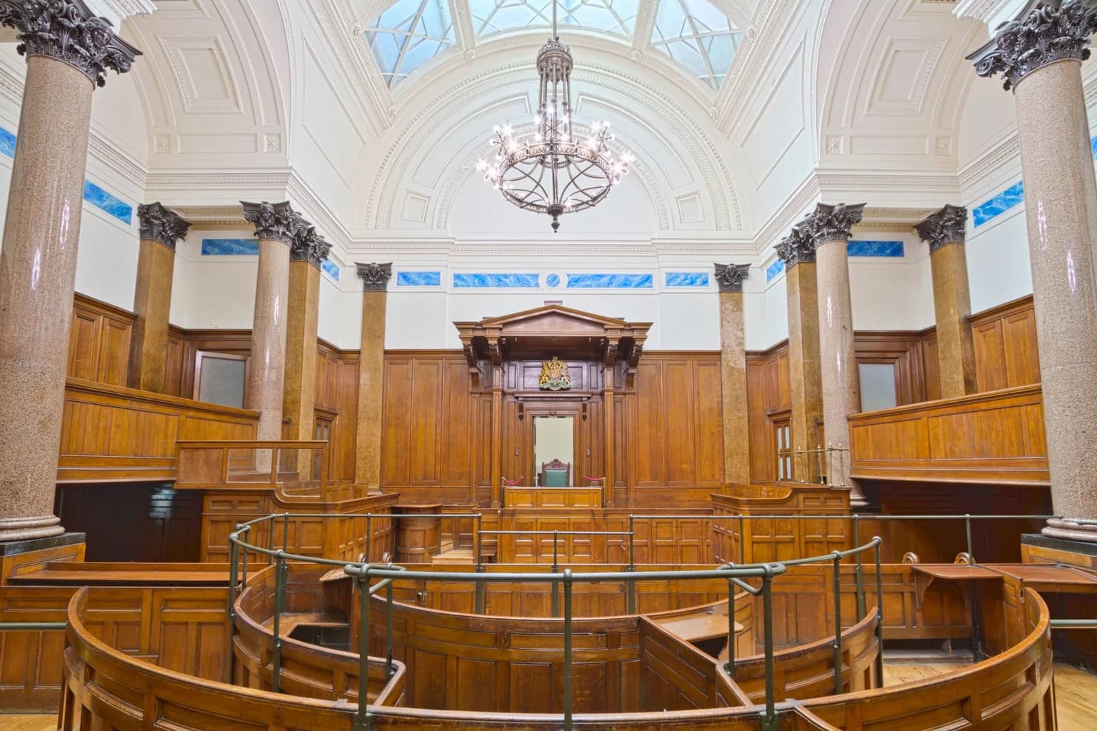 Interior of an English Crown Court courtroom