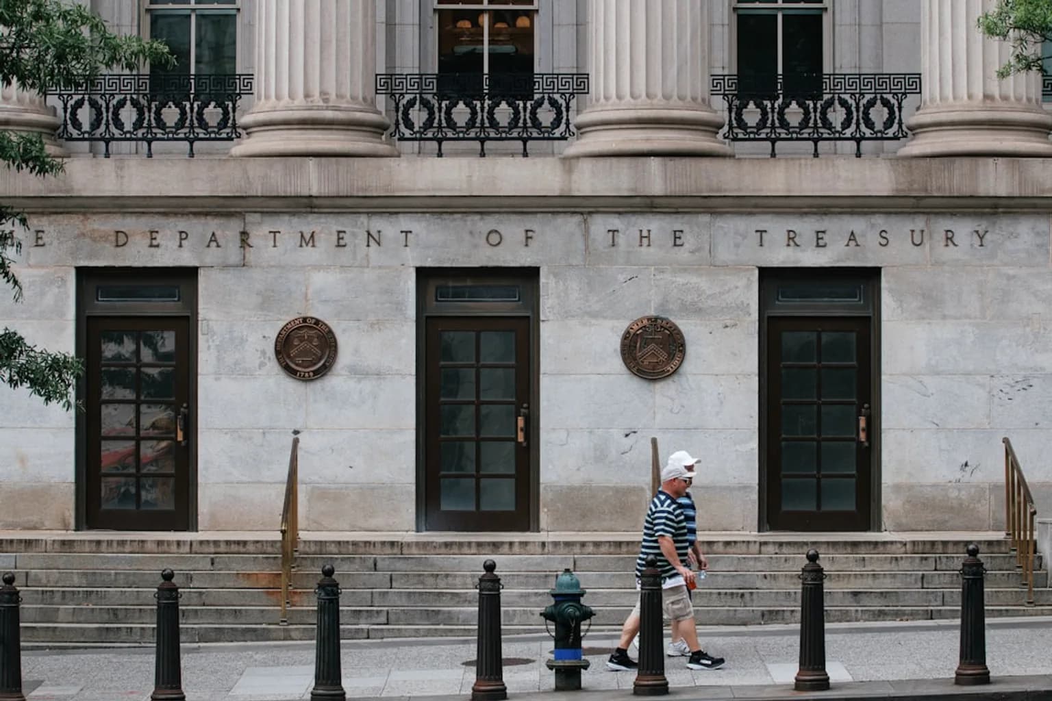 The US Treasury Department building in Washington DC