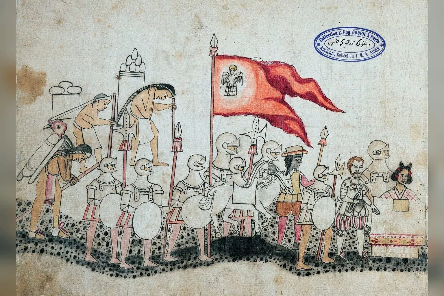 A page from the Codex Azcatitlán showing Aztec pictograms depicting the history of the Aztec civilisation